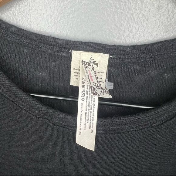 Free People Intimately All the Time Linen Blend Black Tank Top Sleeveless Shirt - Picture 3 of 12